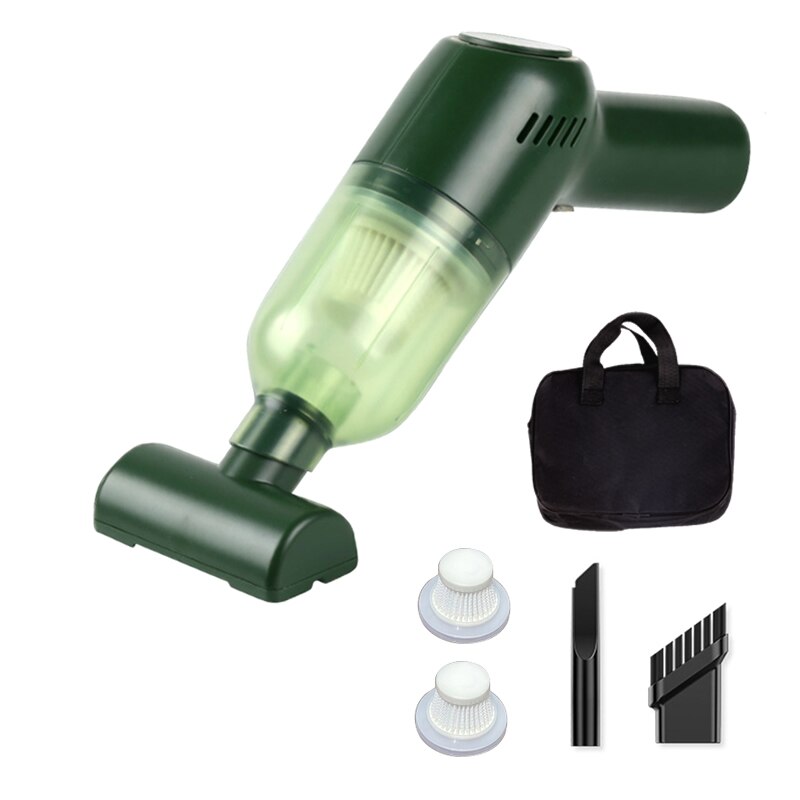 Kit aspirator portabil fara fir, mini, 8000Pa, HD-5135, sac de depozitare / 2 cutii de filtrare, Verde