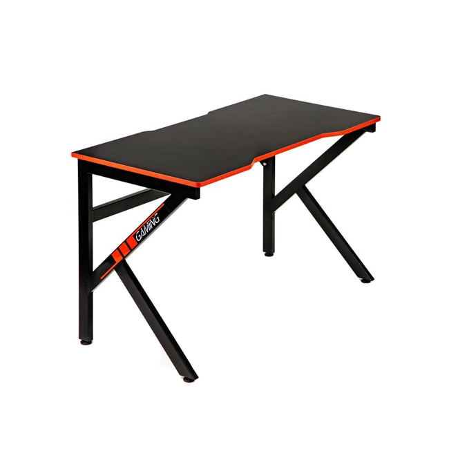 Birou gaming ModernHome, cu cadru metalic, negru/portocaliu, 120x60x73cm