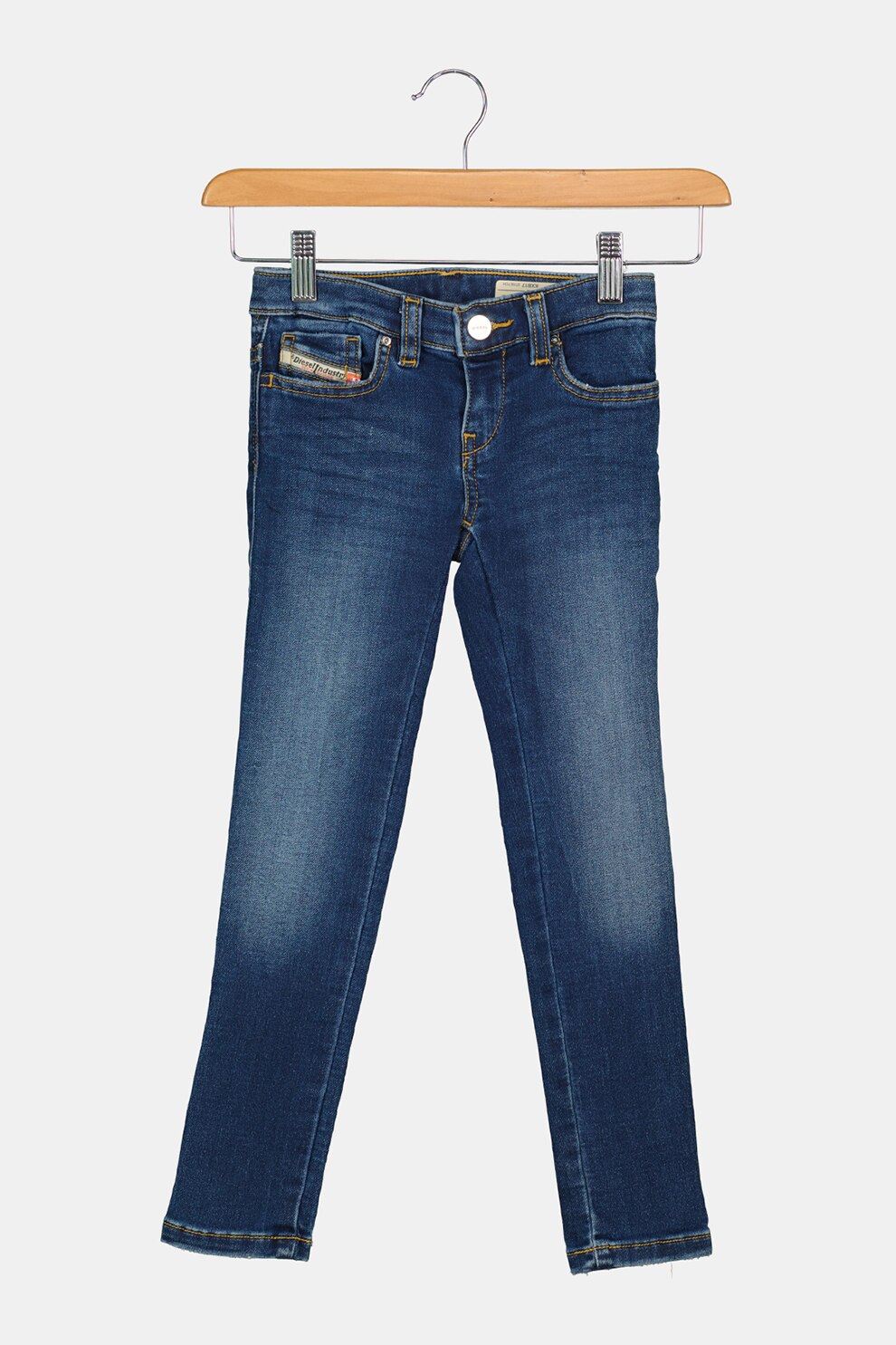 Diesel, Blugi cu aspect decolorat, Bleumarin/Alb prafuit, 164-168 CM