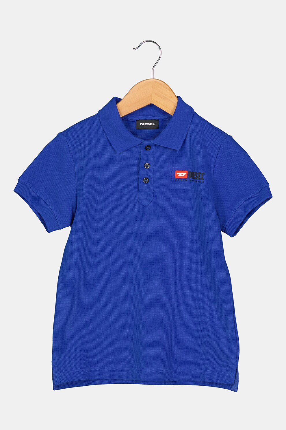 Diesel, Tricou polo din bumbac cu logo pe piept, Albastru inchis/Negru