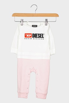 Diesel, Salopeta cu imprimeu si aspect 2 in 1, Alb prafuit/Roz pastel/Negru Diesel, Salopeta cu imprimeu si aspect 2 in 1, Alb prafuit/Roz pastel/Negru