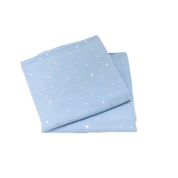 Set 2 museline bumbac organic culoare bleu, 75x75 cm Set 2 museline bumbac organic culoare bleu, 75x75 cm