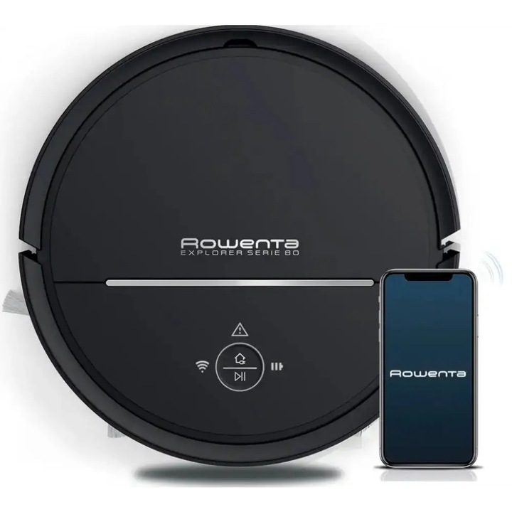 Aspirator robot ROWENTA X-Plorer Serie 75 Total Care RR7675WH, 0.4l, Autonomie max 150 min, Navigatie Laser, Negru