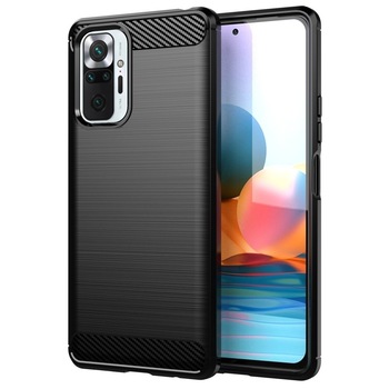 Husa de protectie, Carbon Case, Xiaomi Redmi Note 10 Pro, Negru Husa de protectie, Carbon Case, Xiaomi Redmi Note 10 Pro, Negru