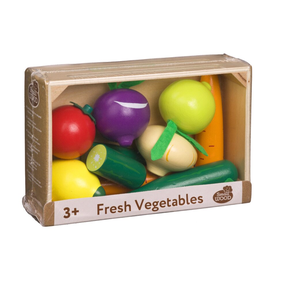Set din lemn, legume cu ladita de jucarie, Small Wood