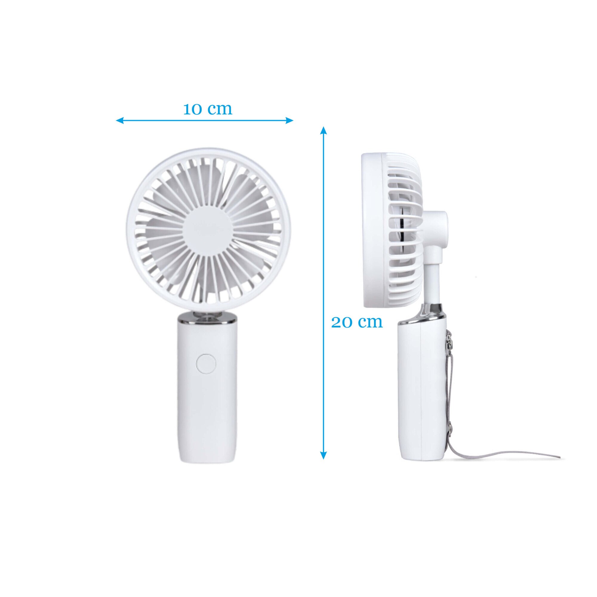 Ръчен вентилатор, преносим, 3 степени на вентилация, USB зареждане, до ...