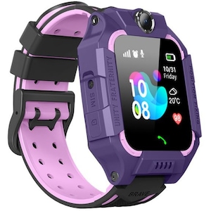 Ceas smartwatch GPS copii MoreFIT™ MX19, cu GPS prin lbs si functie telefon, localizare camera foto frontala, monitorizare spion, display touchsreen color, lanterna, buton SOS,buton apel si sos lateral, Mov