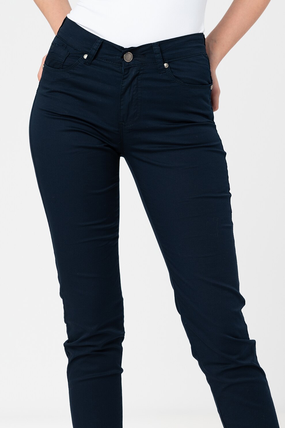 Romeo Gigli, Pantaloni crop slim fit, Bleumarin inchis