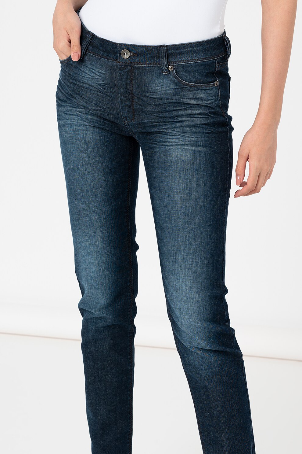 Romeo Gigli, Blugi slim fit cu detalii cu aspect decolorat, Bleumarin