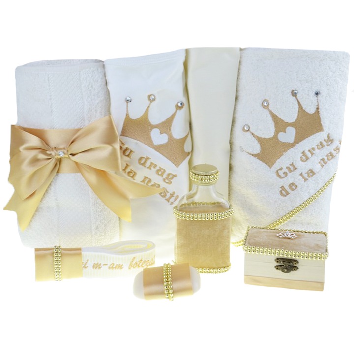 Trusou pentru botez Talia Style 8 piese TBTS-02, Bej