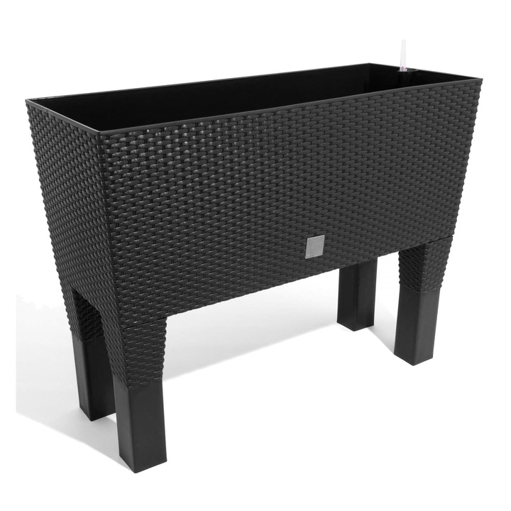 Prosperplast magas kaspó, 72 liter, 80 x 33 x 65 cm, lábakkal, Önöntöző rendszerrel, Antracit