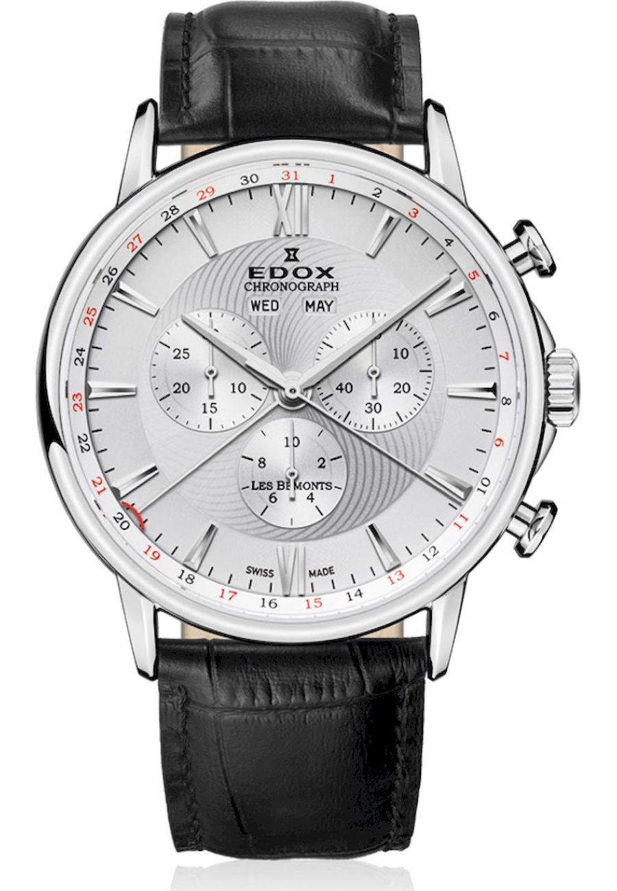 Ceas analogic barbatesc, Edox, 105013AIN, 3 ATM, Negru/Argintiu
