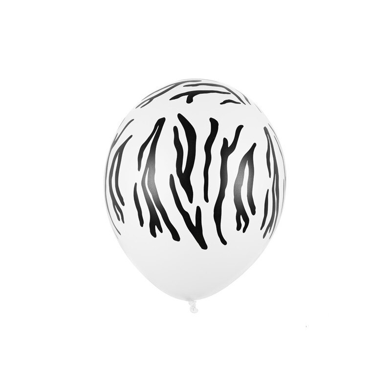 Set 5 baloane latex, zebra, Deco, Alb/Negru, 30cm