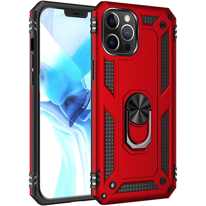 Husa antisoc Hybrid ARMOR cu inel compatibila cuiPhone 11 Pro Max / Rosie