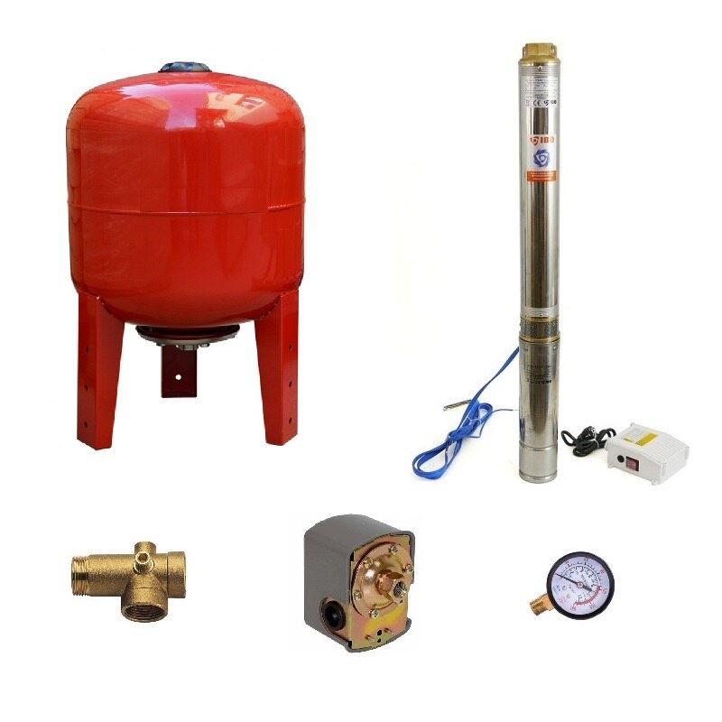 Sistem hidrofor, H103M, cu pompa 4SDm 6/14, 2.2kW, Vas expansiune 36 Litri, Presostat, Racord 5 cai, Manometru