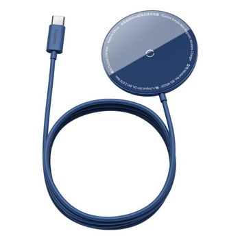Incarcator Inductie Baseus Wireless Simple Mini Magnetic, compatibil MagSafe, 15W, Cablu USB-C 1.5m, Albastru Incarcator Inductie Baseus Wireless Simple Mini Magnetic, compatibil MagSafe, 15W, Cablu USB-C 1.5m, Albastru