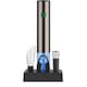 Tirbuson Electric pentru Vin, cu Baza Reincarcabila, Accesoriu Taiat Folie, Aerator, Dop Pompa Vid, 4 Acumulatori, Notificare Baterie, One-Touch, Automat, Inox