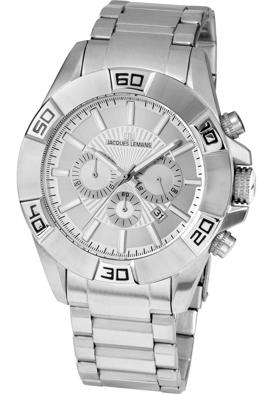 Ceas analogic, Jacques Lemans, 1-1808F, 49 mm, Argintiu