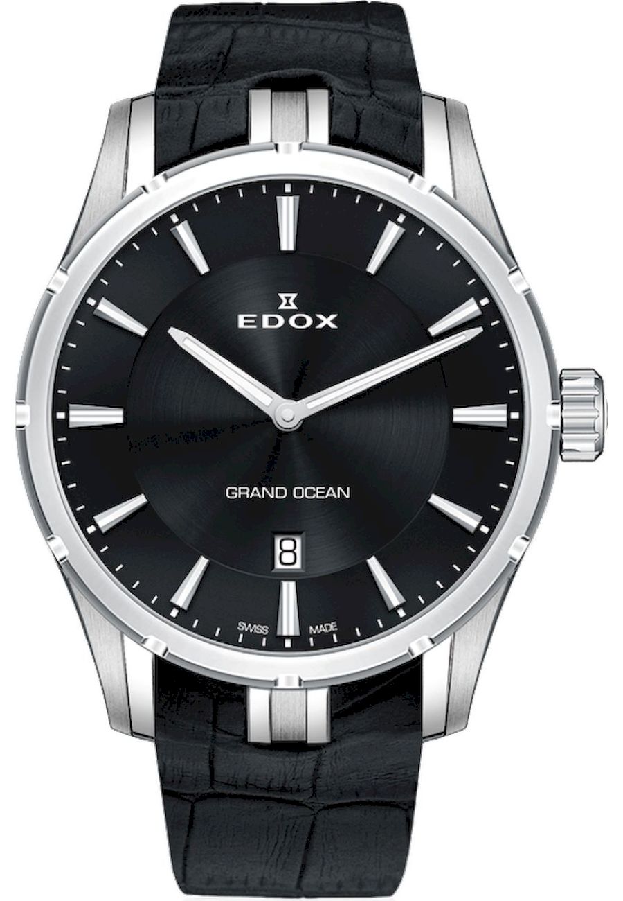 Ceas analogic barbatesc, Edox, 560023CNIN, 41 mm, Negru/Argintiu