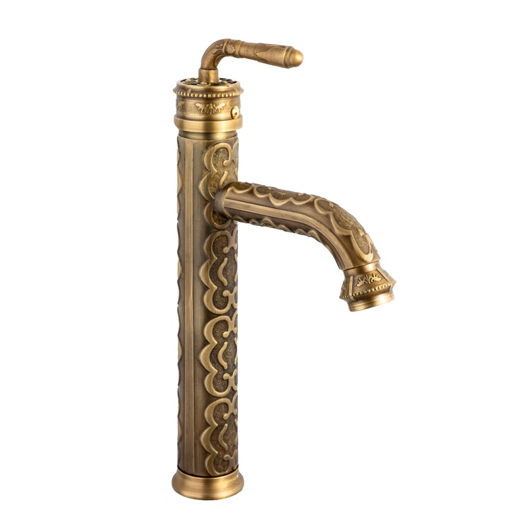 Baterie lavoar, TRENDY'S, montare pe blat, bronz antichizat cu broderie