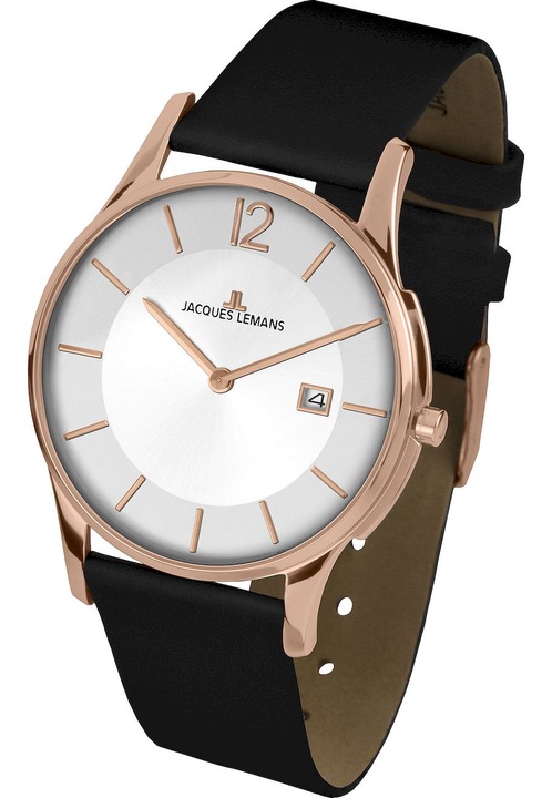 Analóg óra, Jacques Lemans, 1-1850H, 38 mm, fekete/rózsa arany
