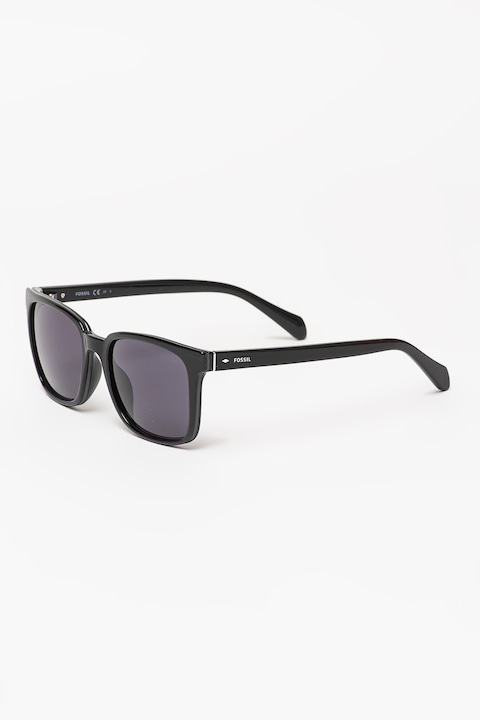 Fossil, Правоъгълни слънчеви очила с плътен цвят, 54-20-140 Standard, Черен
