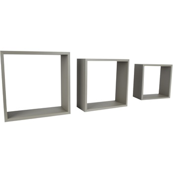 Set de 3 etajere, cub, colturi drepte, 30 x 30 x 11.7 cm, 27 x 27 x 11.7 cm, 24 x 24 x 11.7 cm, beige-gri Set de 3 etajere, cub, colturi drepte, 30 x 30 x 11.7 cm, 27 x 27 x 11.7 cm, 24 x 24 x 11.7 cm, beige-gri