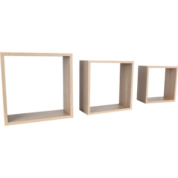 Set de 3 etajere, cub, colturi drepte, 30 x 30 x 11.7 cm, 27 x 27 x 11.7 cm, 24 x 24 x 11.7 cm, stejar deschis Set de 3 etajere, cub, colturi drepte, 30 x 30 x 11.7 cm, 27 x 27 x 11.7 cm, 24 x 24 x 11.7 cm, stejar deschis