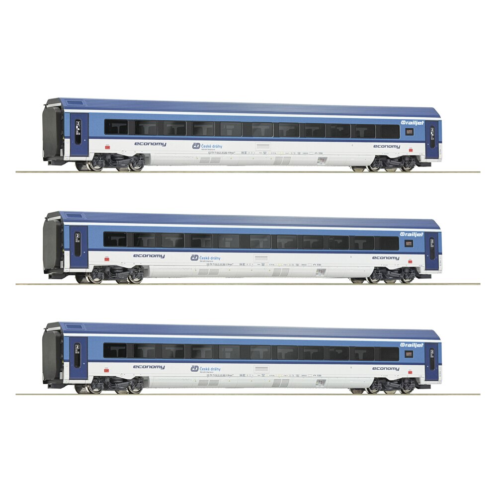 Set Vagoane Railjet DC, Roco, scara H0, set de 3 piese