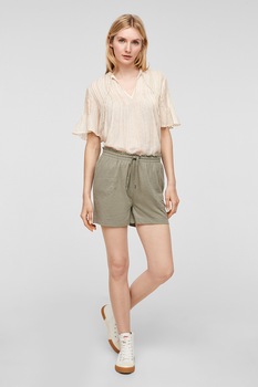 s.Oliver, Pantaloni scurti cu snur in talie, Verde sparanghel s.Oliver, Pantaloni scurti cu snur in talie, Verde sparanghel