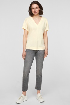 s.Oliver, Tricou usor cu decolteu in V, Crem s.Oliver, Tricou usor cu decolteu in V, Crem