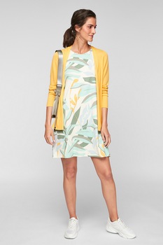 s.Oliver, Rochie mini din amestec de modal cu imprimeu, Alb/Verde menta, S s.Oliver, Rochie mini din amestec de modal cu imprimeu, Alb/Verde menta, S