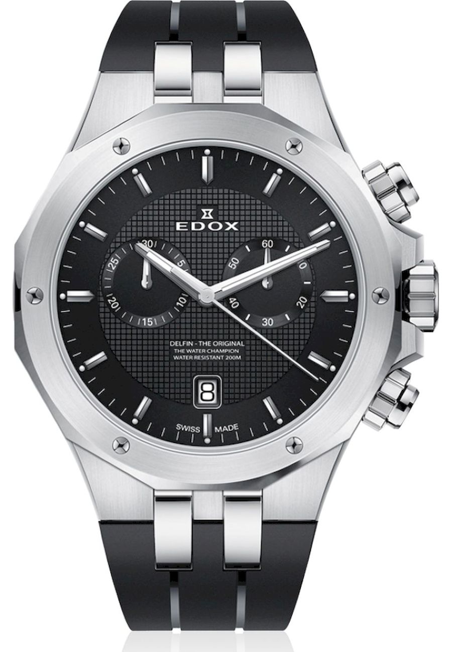 Ceas analogic barbatesc, Edox, 101103CANIN, 20 ATM, Negru/Argintiu