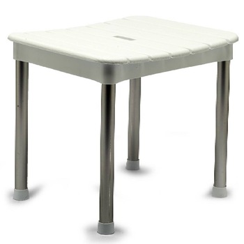 Scaun pentru baie, tip taburet, antiderapant, din aluminiu, pana la 100 kg, Alb Scaun pentru baie, tip taburet, antiderapant, din aluminiu, pana la 100 kg, Alb