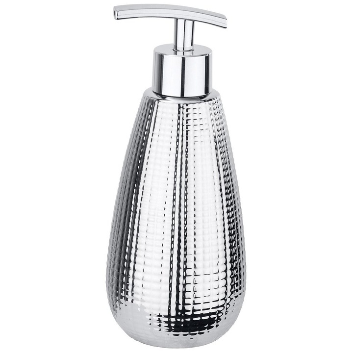 Дозатор за течен сапун Wenko Dakar, Керамика, Сребрист, 370 мл