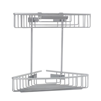 Etajera de baie coltar PALOMA, 2 rafturi, din aluminiu, montare pe colt, 25 x 25 x 34,5 cm, Gri Etajera de baie coltar PALOMA, 2 rafturi, din aluminiu, montare pe colt, 25 x 25 x 34,5 cm, Gri