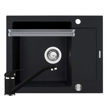 Pachet 3in1 chiuveta Pyramis Mido baterie si ROLL UP 620x500mm reversibila adancime 190mm pipa standard finisaj Pyragranite carbon Pachet 3in1 chiuveta Pyramis Mido baterie si ROLL UP 620x500mm reversibila adancime 190mm pipa standard finisaj Pyragranite carbon