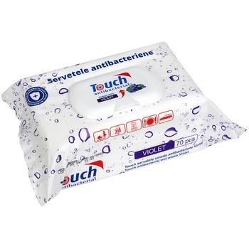 Servetele Umede Antibacteriene Touch Violet, 70 buc Servetele Umede Antibacteriene Touch Violet, 70 buc