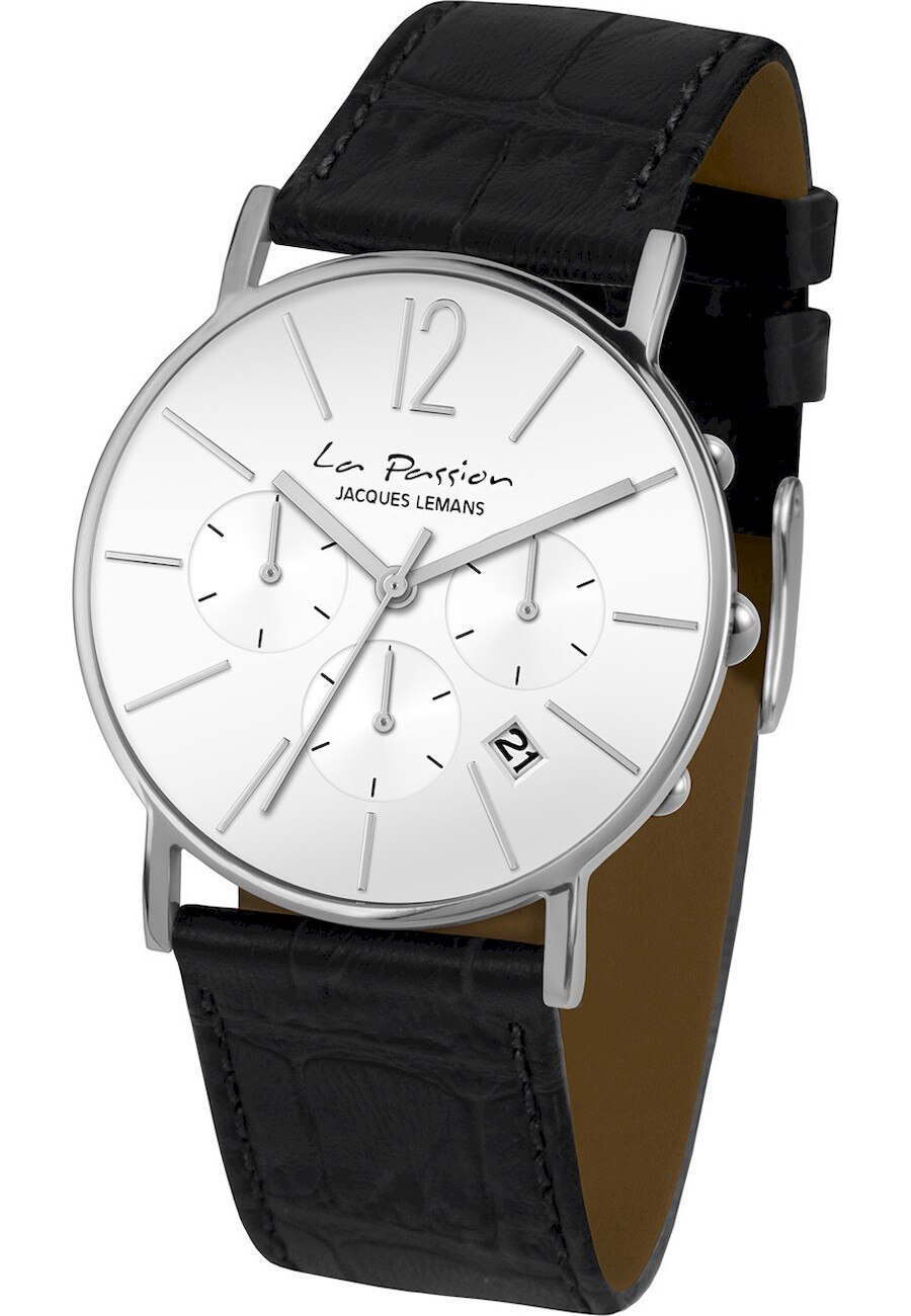 Ceas analogic, Jacques Lemans, LP-123I, 40 mm, Negru/Argintiu