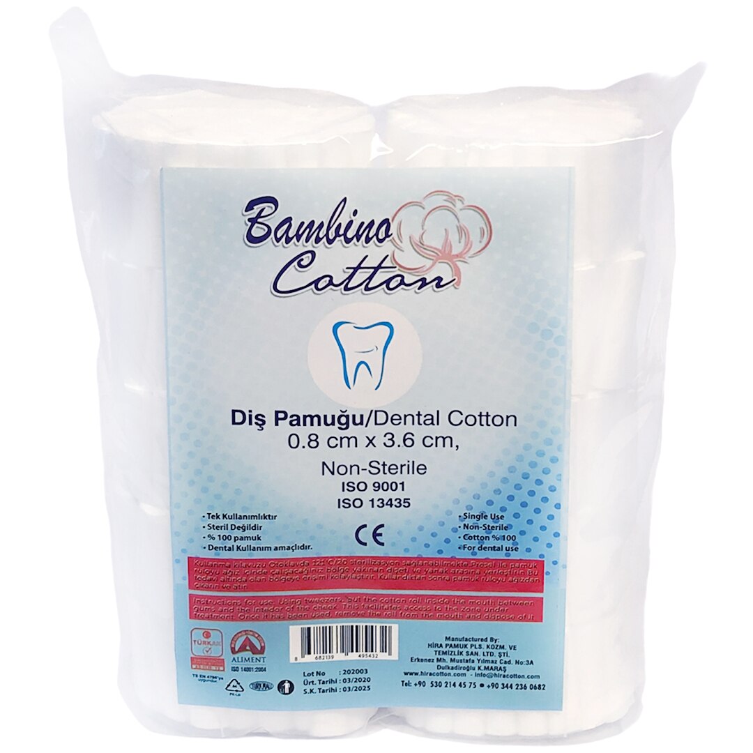 Role de vata hidrofila din bumbac pentru uz stomatologic, Bambino, 8 mm