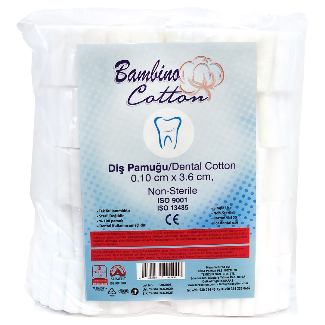 Role de vata hidrofila din bumbac pentru uz stomatologic, Bambino, 10 mm