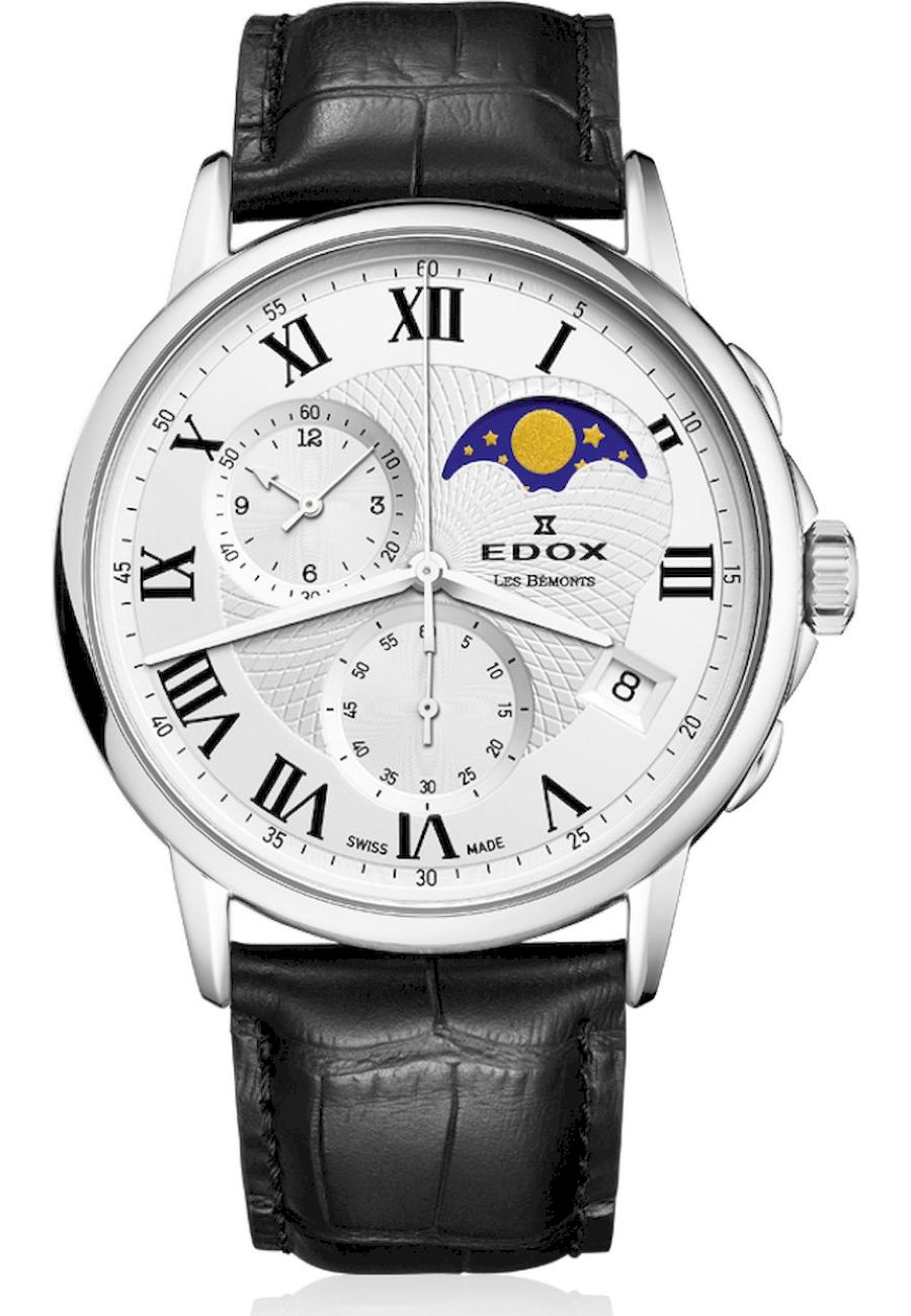 Ceas analogic barbatesc, Edox, 016513AR, 3 ATM, Negru/Argintiu