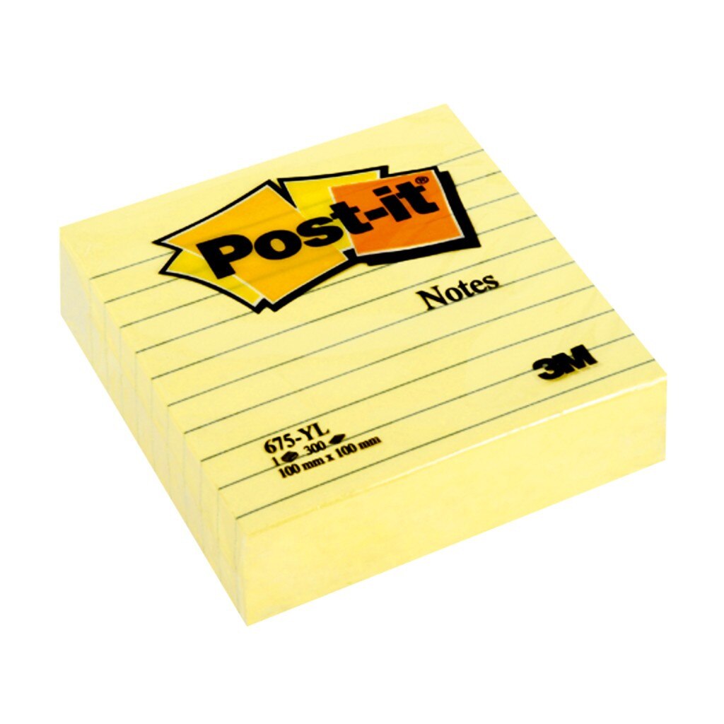 Notite adezive Post-it neon liniate, 101*101 mm, 300 file