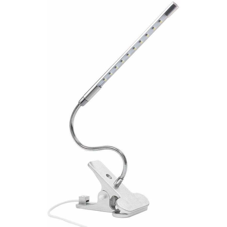 Lampa pentru laptop, 10 LED-uri, USB, Control tactil, Design flexibil, 1.5 W, 37 x 6 cm, Gri