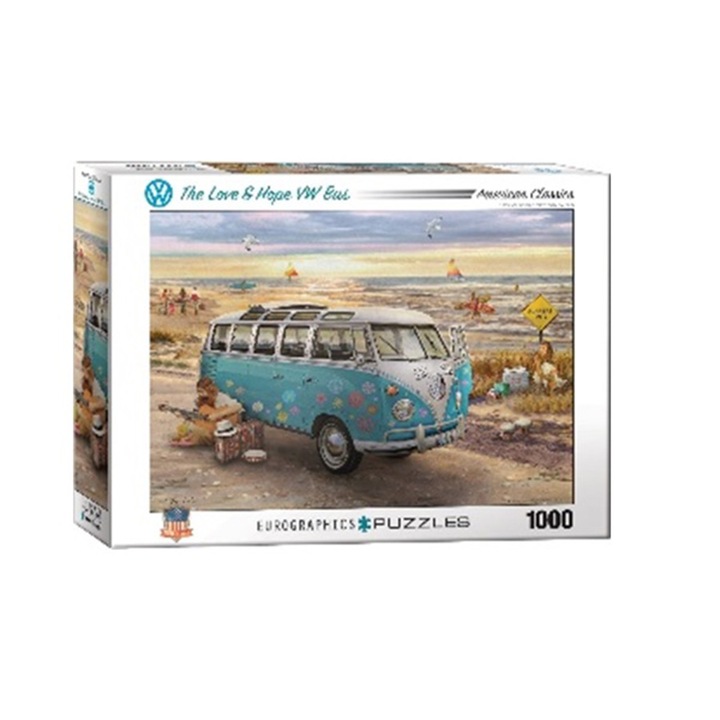 Пъзел Eurographics - The love & Hope VW bus, 1000 части