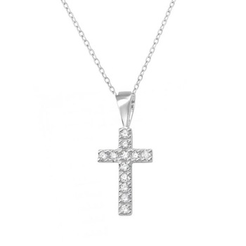 Colier la baza gatului cu pandantiv Cruciulita Crystals II, din argint 925, argintiu, inclus cutie bijuterii Colier la baza gatului cu pandantiv Cruciulita Crystals II, din argint 925, argintiu, inclus cutie bijuterii