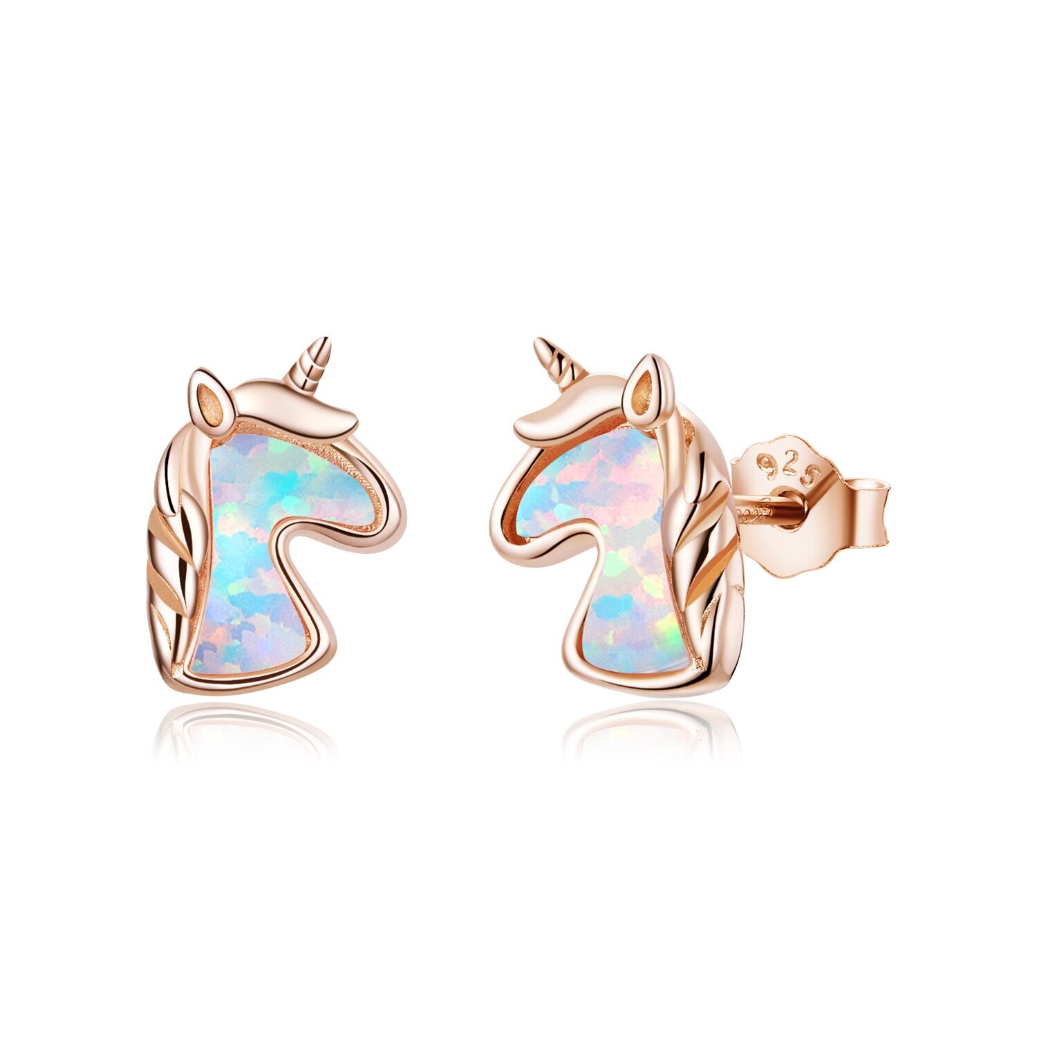 Cercei din argint Opal Rose Gold Unicorns