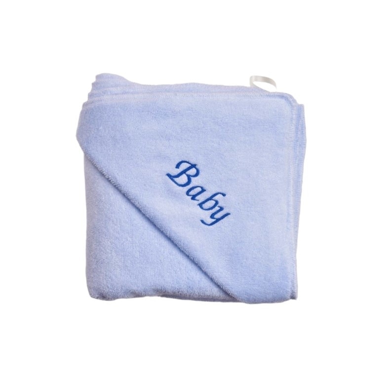 Prosop bambus bleu cu gluga 85x85 cm