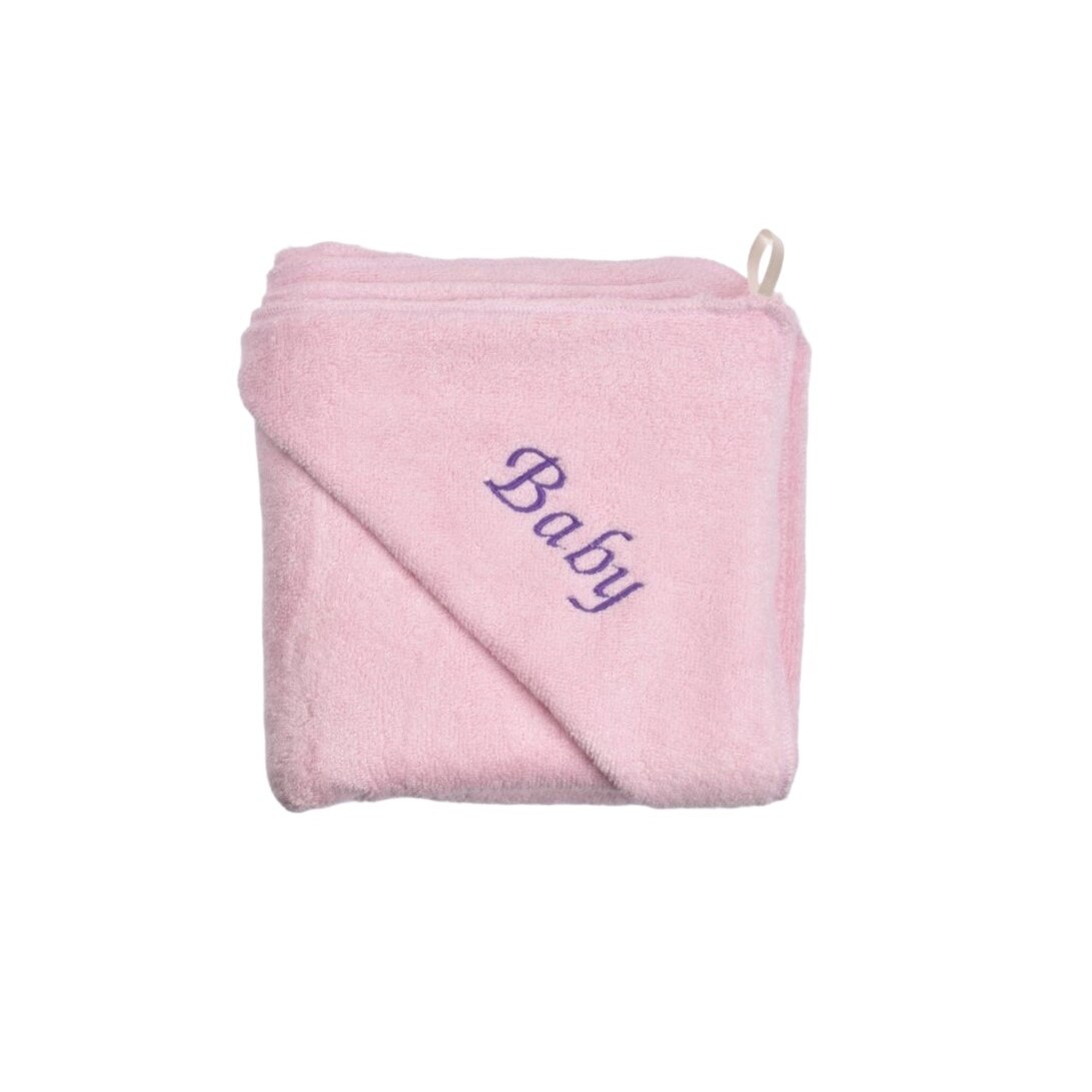 Prosop bambus roz cu gluga 85x85 cm