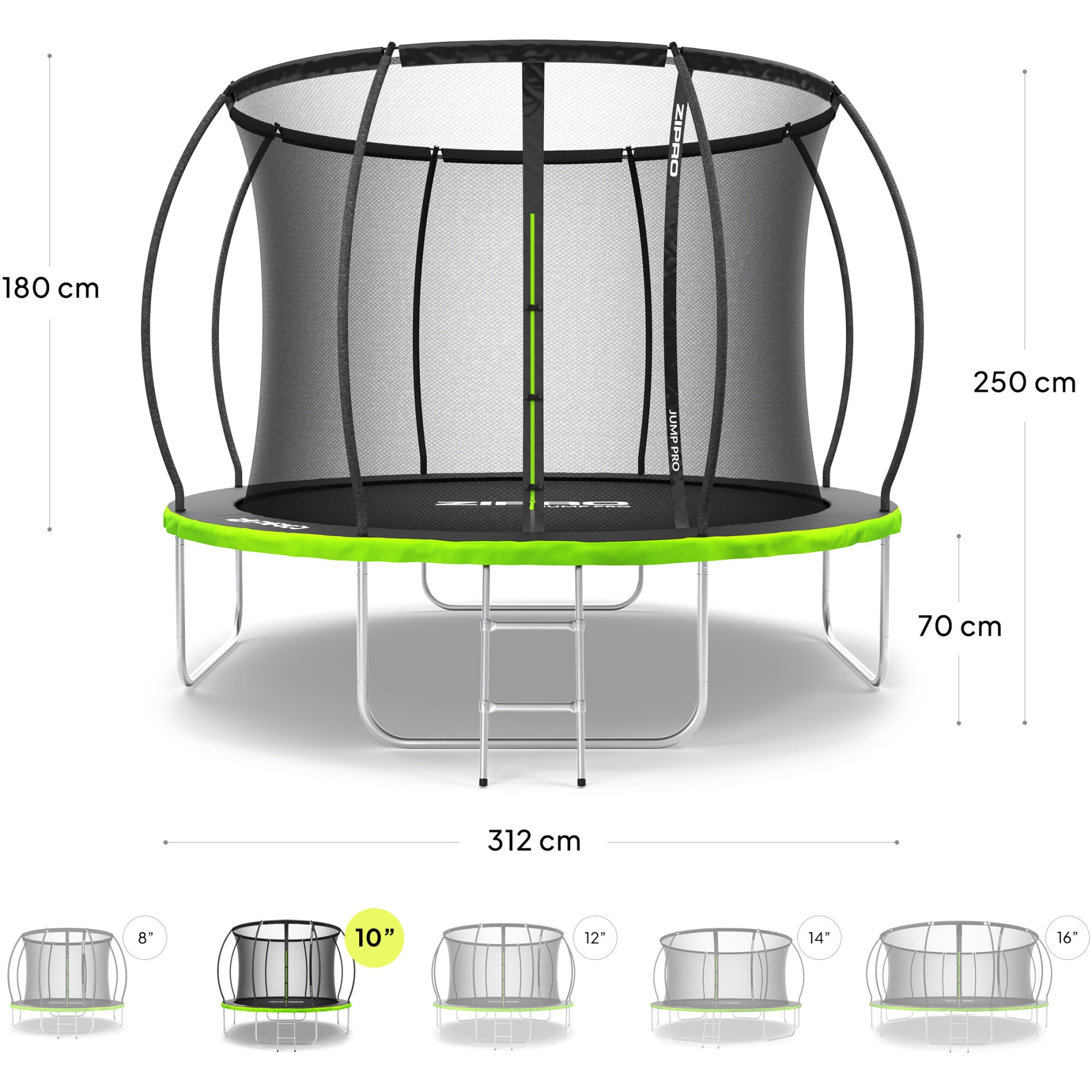 NEWJUMP PRO Lサイズ Trambulina ZIPRO JumpPro PREMIUM, instalare usoara, scara inclusa